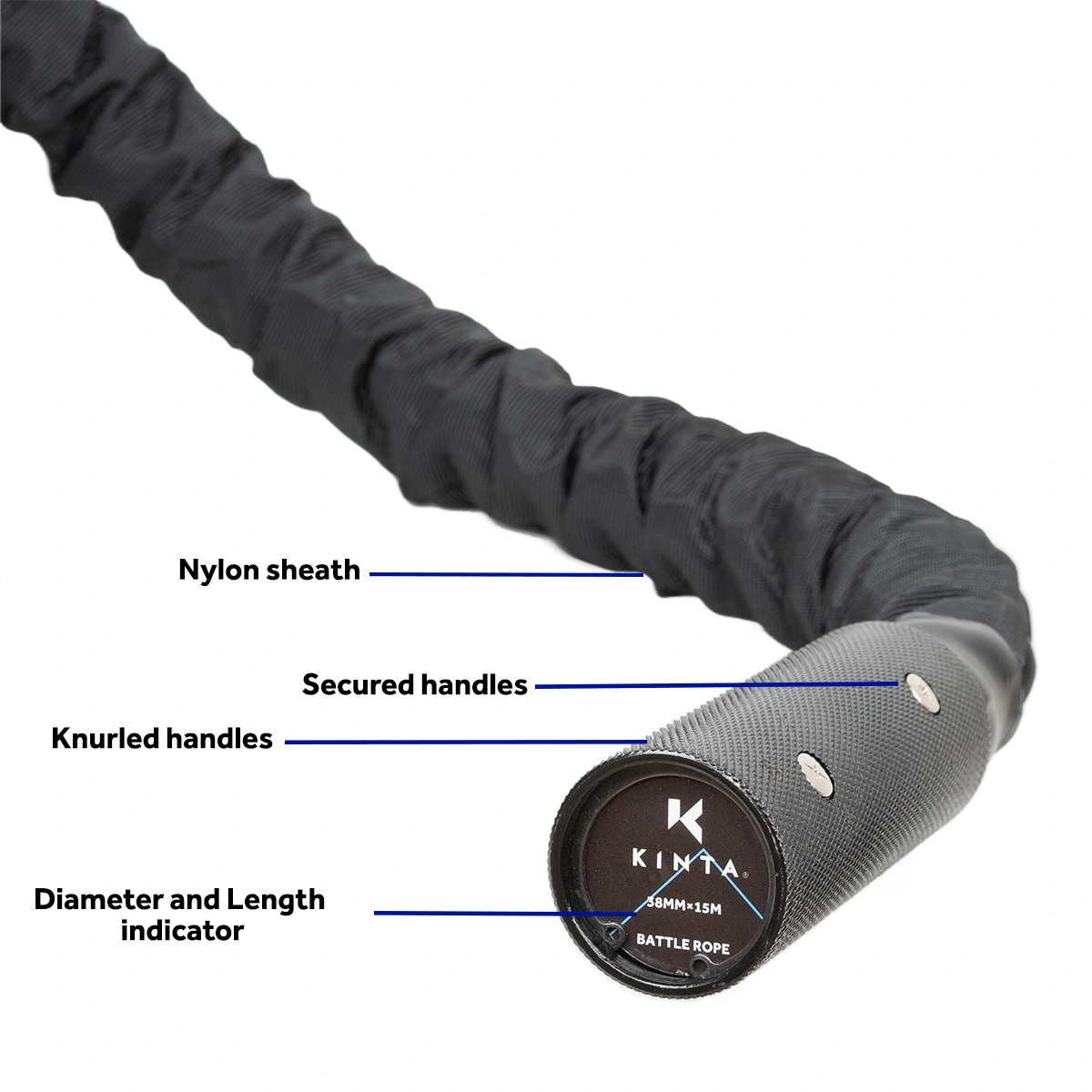 15m x 50mm Battle Rope with Nylon Sheath