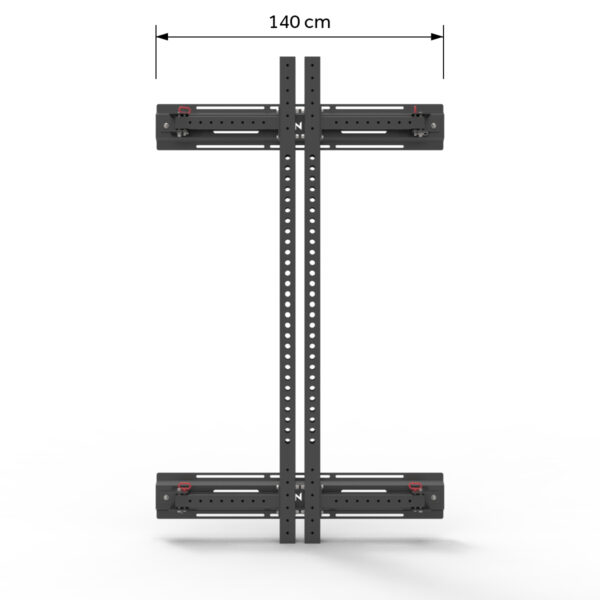 Wall mounted squat rack folded away and measurements