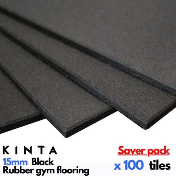 15mm Rubber Gym Flooring Black 100 Pack