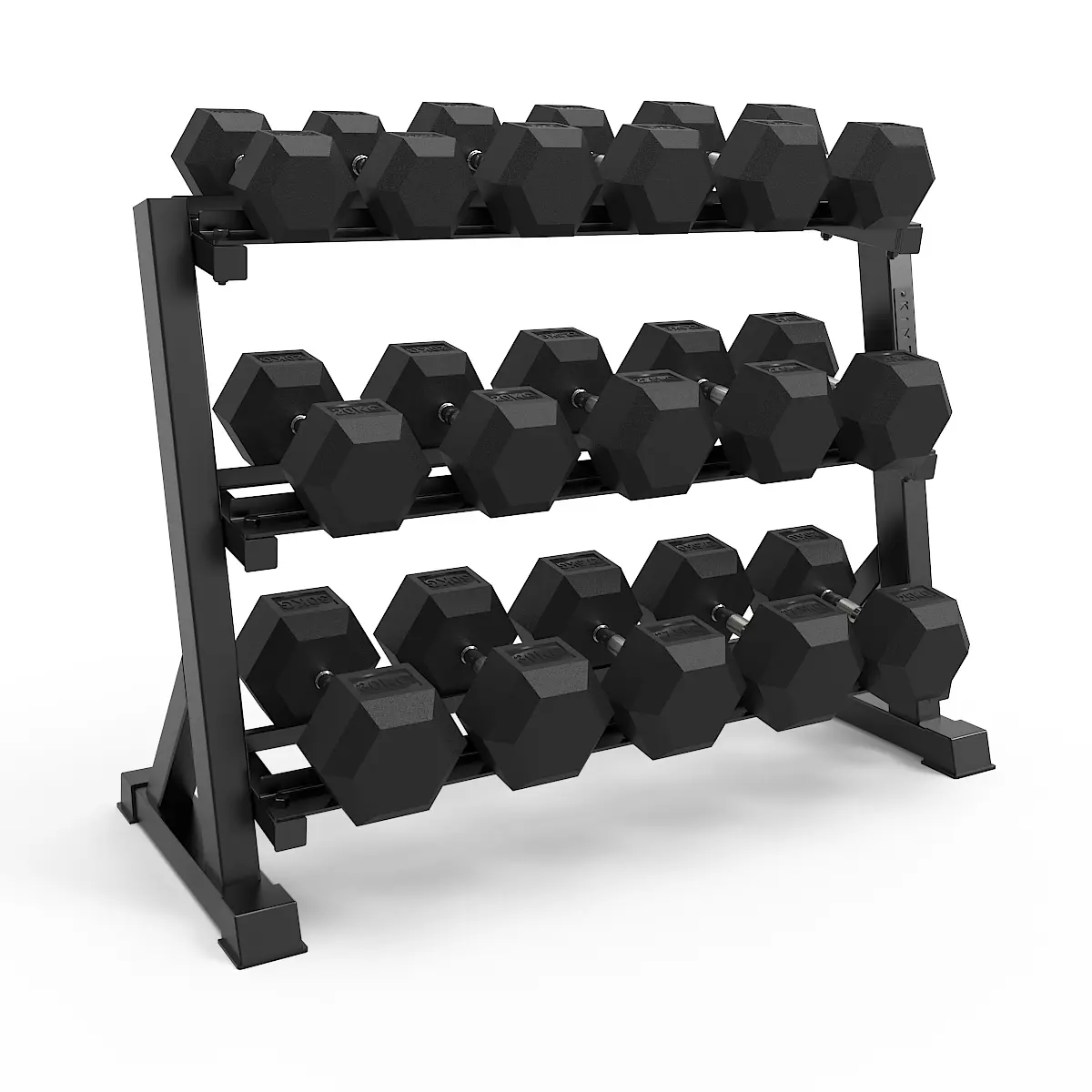 3 Tier Dumbbell Rack with Complete Dumbbell Set 12.5kg - 30kg
