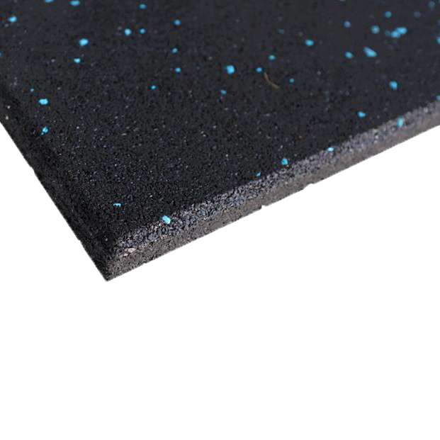 15mm Rubber Gym Flooring Black with Blue Specs 10 Pack