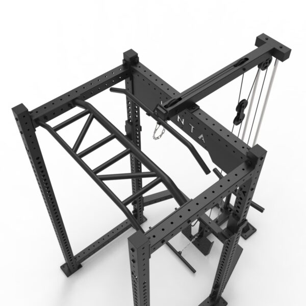 K75 recon Lat Pull Power rack top angle view