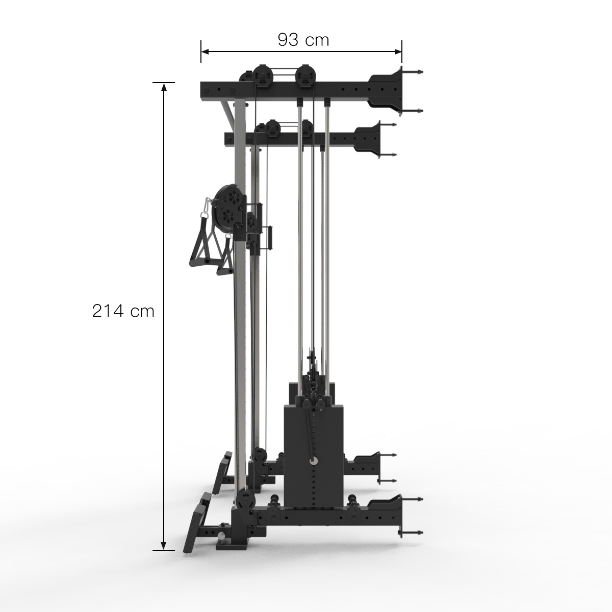 Dual Pulley Pro Wall Mounted Rack dimensions side
