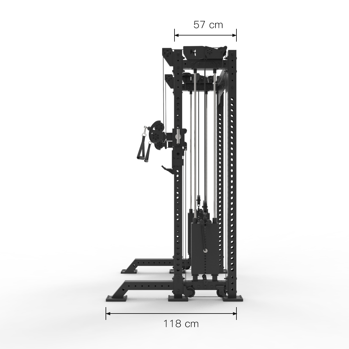 K75 Loaded Half power rack side dimensions