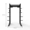 K75 Half Power Rack front view with measurements