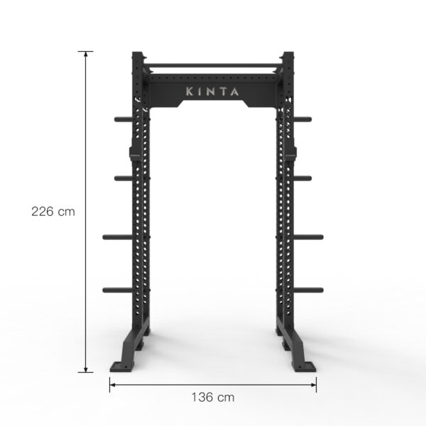 K75 Half Power Rack front view with measurements