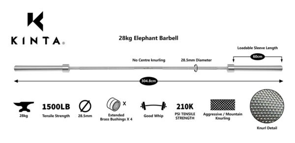 28kg Kinta elephant barbell specs