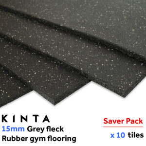 15mm Rubber Gym Flooring Black with Grey Specs - 10 Pack