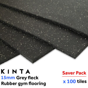15mm Rubber Gym Flooring Black with Grey Specs - 100 Pack